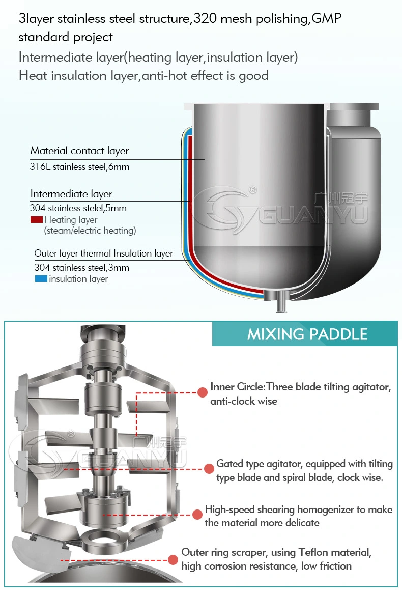 Stainless Steel Shea Butter Cream Emulsifier Mixing Machine Tank Homogenizer Mixer