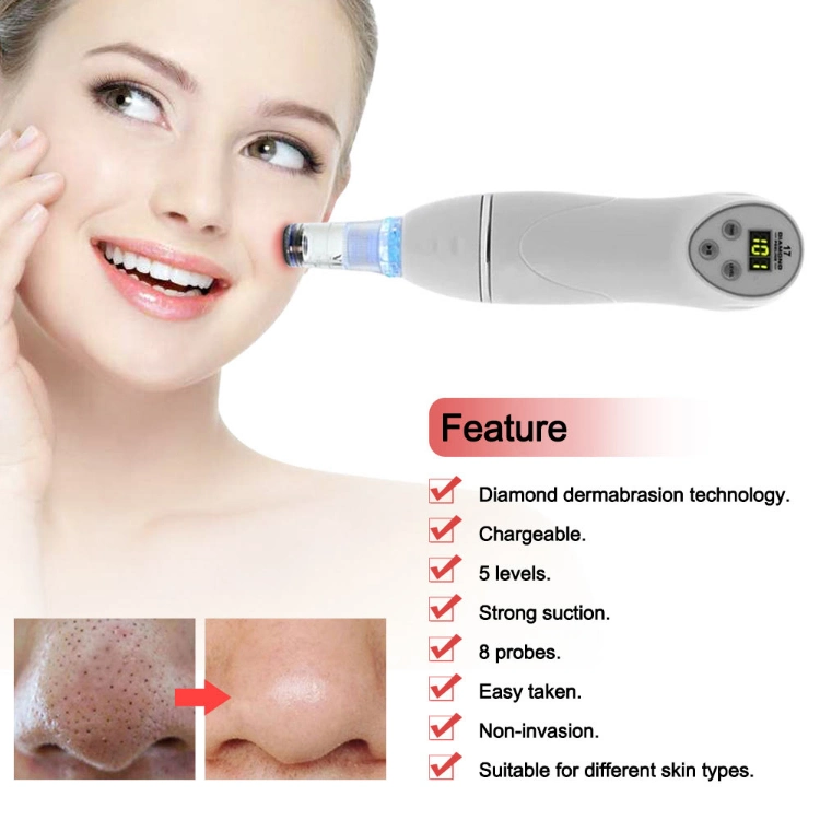 Portable Blackhead Remover Vacuum Blackhead Suction Device with Diamond Dermabrasion Tips