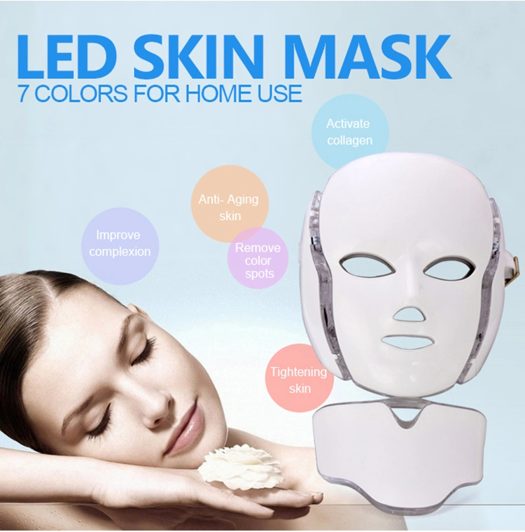 Face Mask with 7 Color LED Light Therapy Acne Treatment Photon Skin Rejuvenation Facial Mask