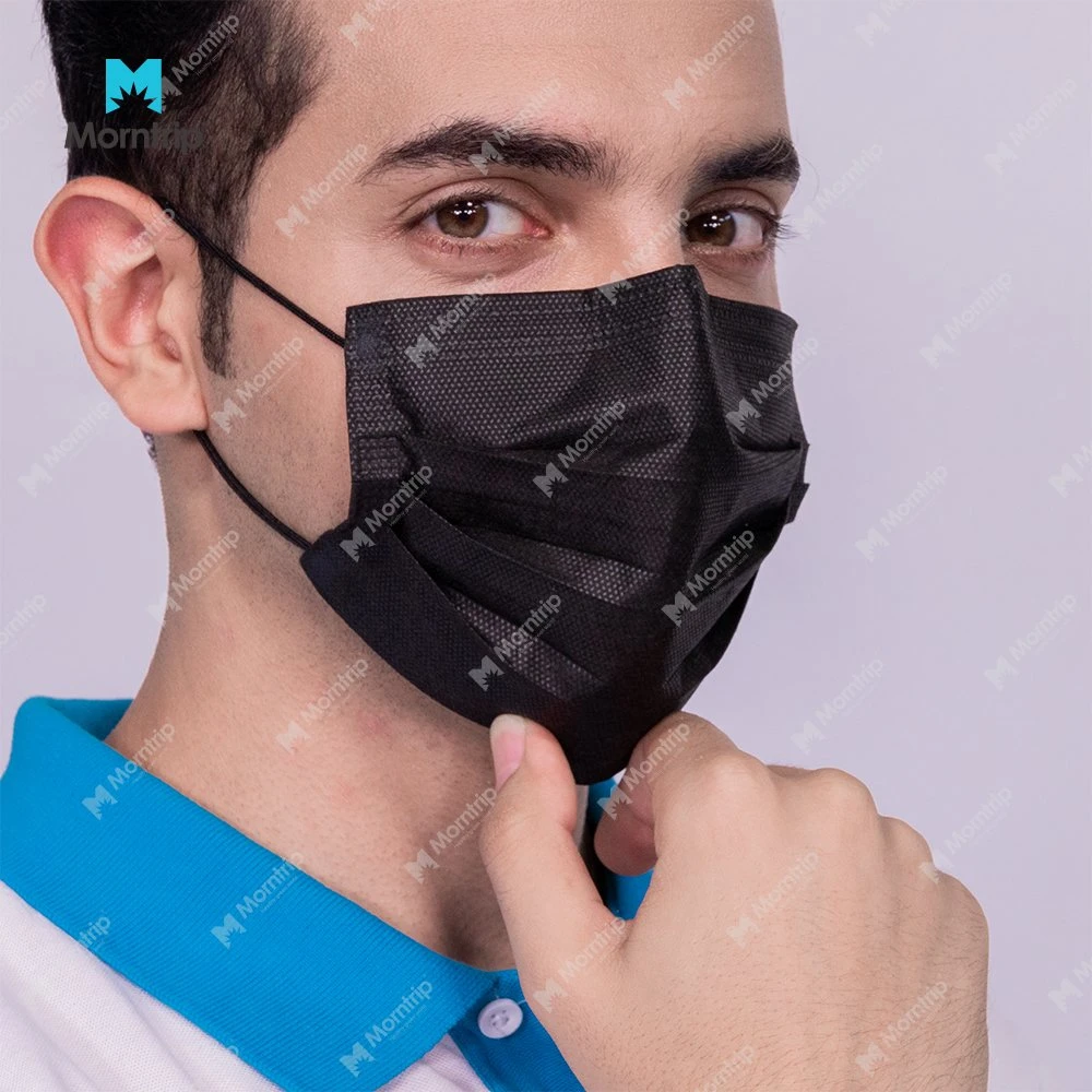 4 Ply Registered CE Approved En14683 Type 2r Disposable Earloop Medical Black Mask with Activated Carbon