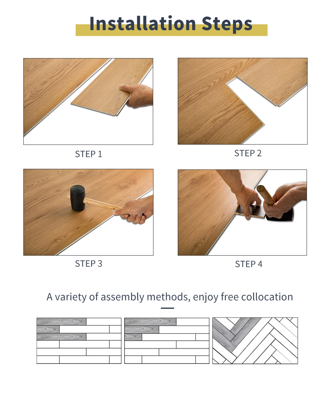 Wooden Grain Wear-Resistant PVC Spc WPC Vinyl Click Flooring