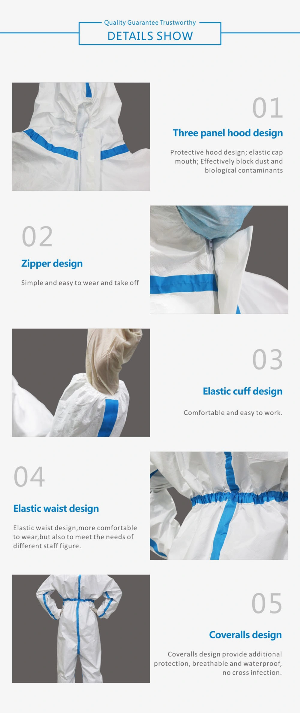 Full Cover Protective Clothing with Cap and Strip