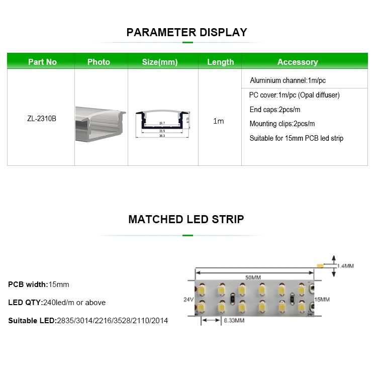 Opal Diffuser Cover Aluminium Profile for 20mm LED Strip Light