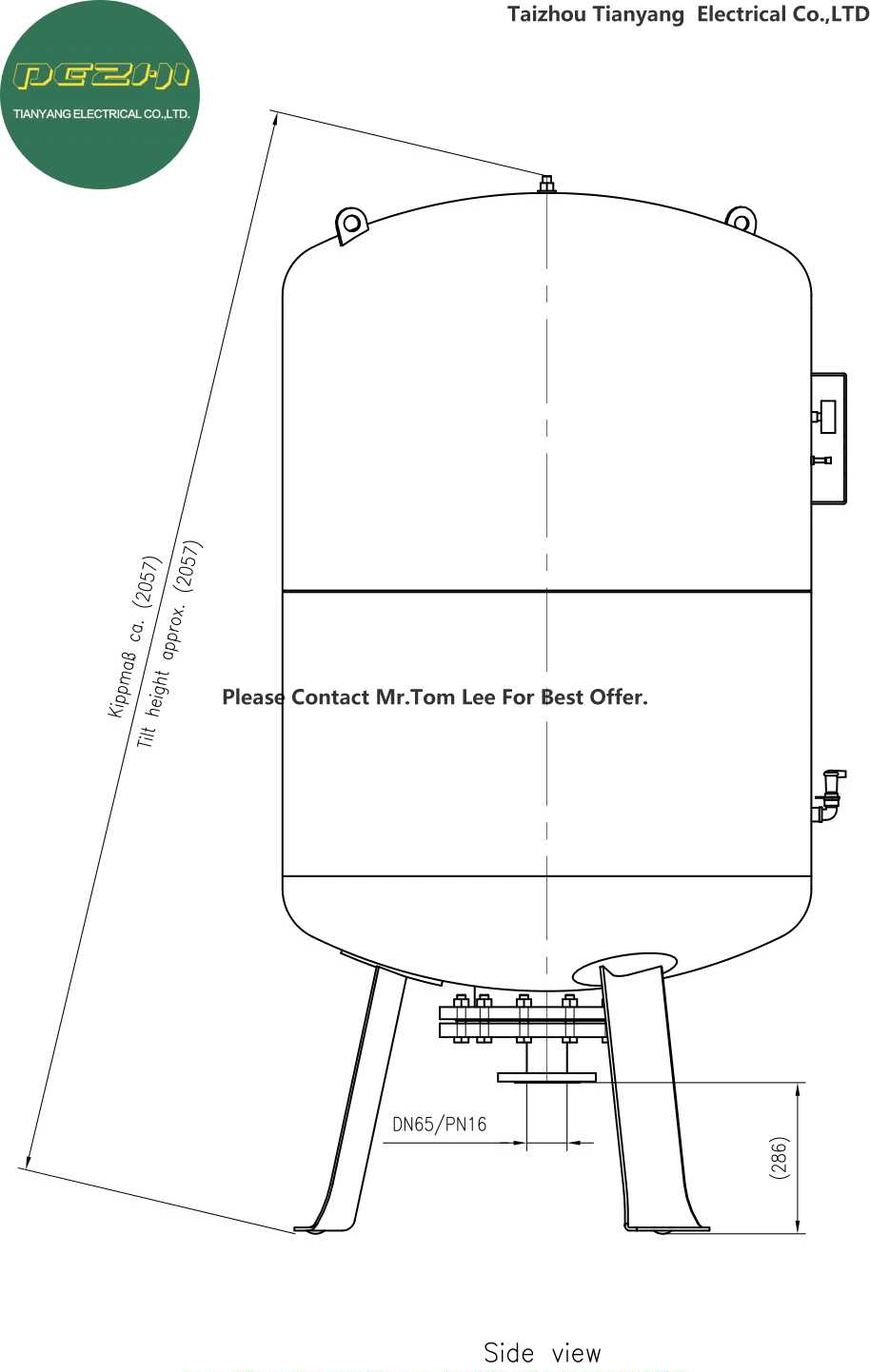 Replaceable EPDM Rubber Bladder Expansion Vessels of 1000 Liter for Pressure Control Systems