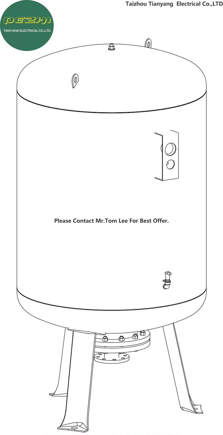 Replaceable EPDM Rubber Bladder Expansion Vessels of 1000 Liter for Pressure Control Systems