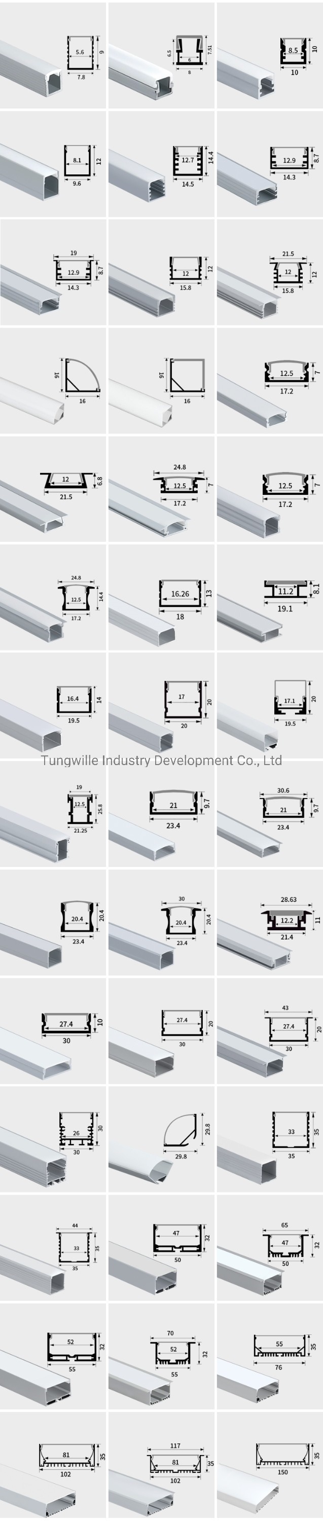 Triangle Extrusion Anodized Aluminum LED Housing with Diffuser Channel