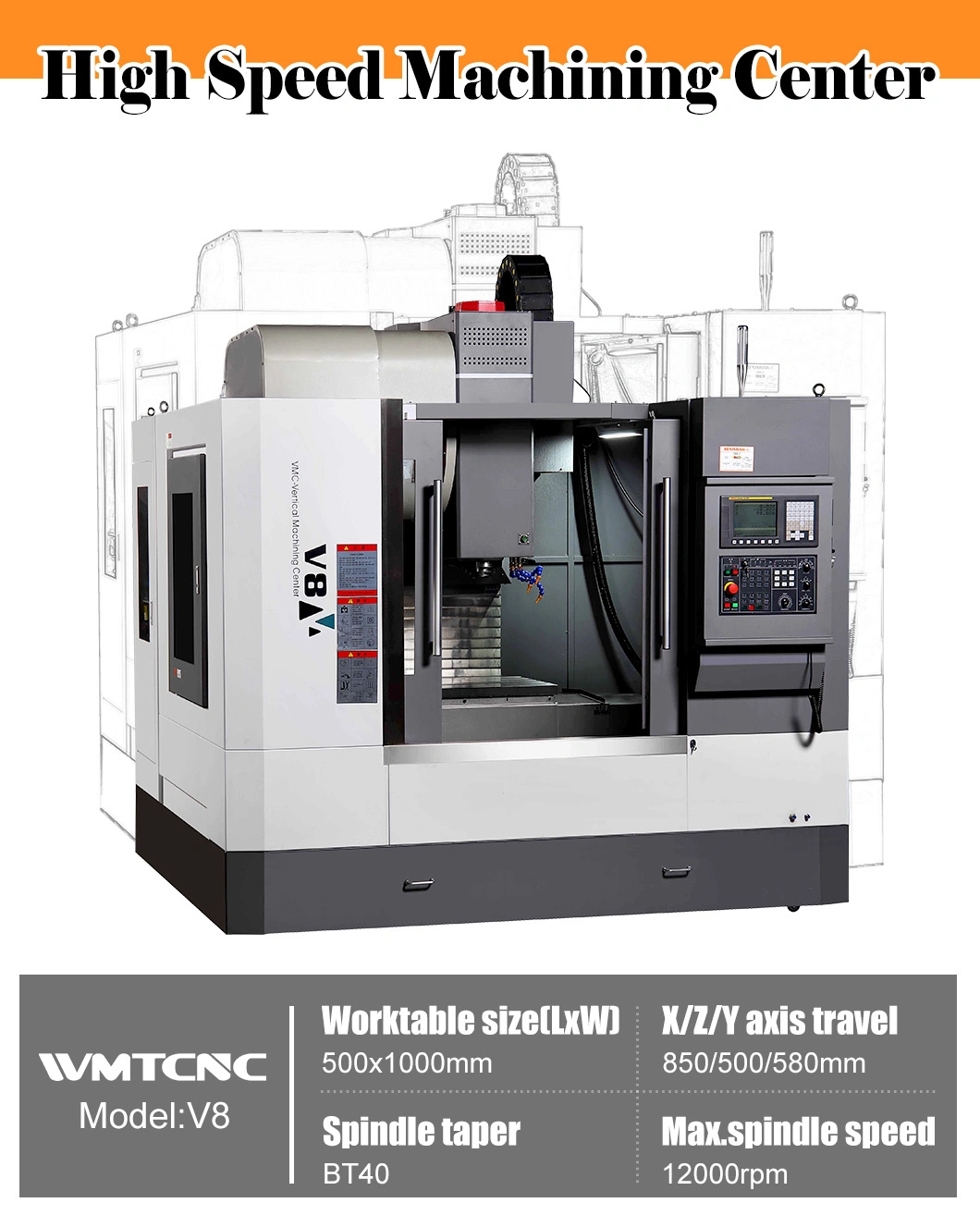 V8 high speed CNC vmc machine center for metal work