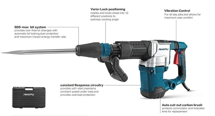 1500W Power Industrial Demolition Breaker Chisel Drilling Machine Electric SDS Max