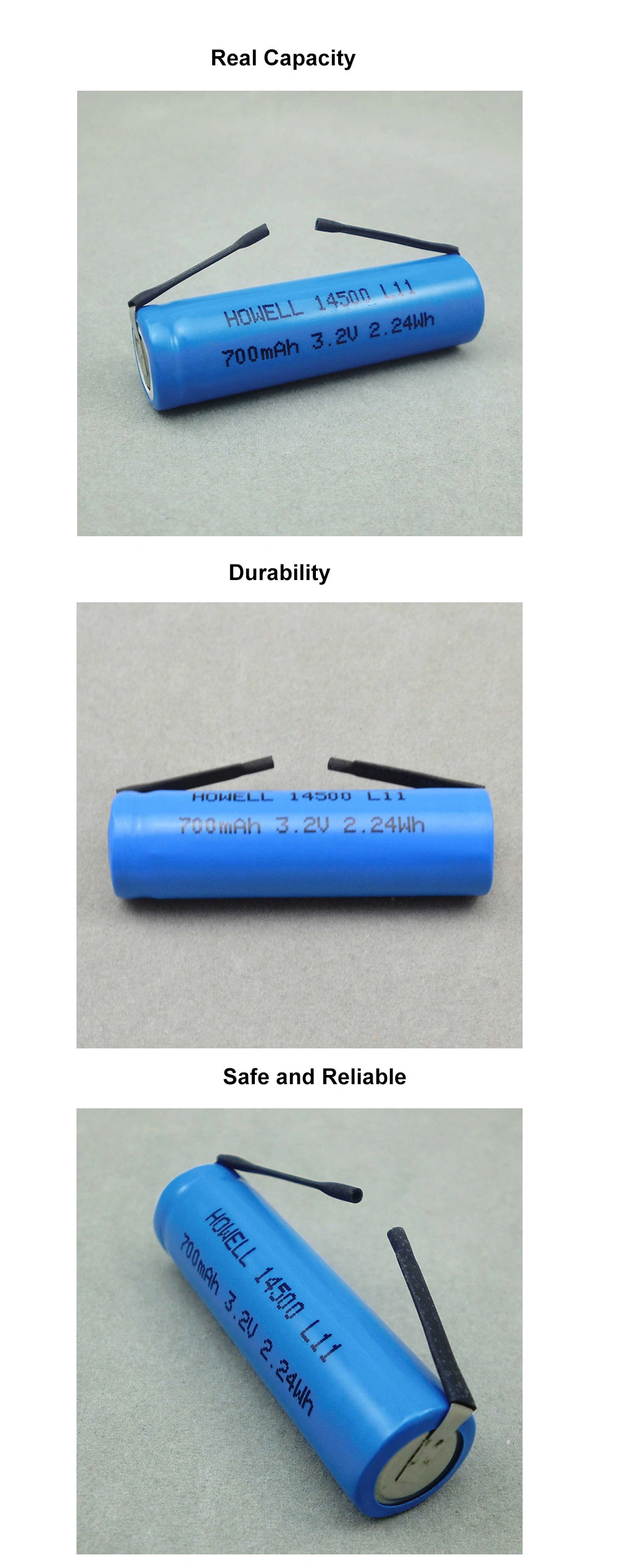 3.2V 14500 600mAh 700mAh LiFePO4 Battery for Electric Screwdriver, Drilling Machine, Weeding Machine