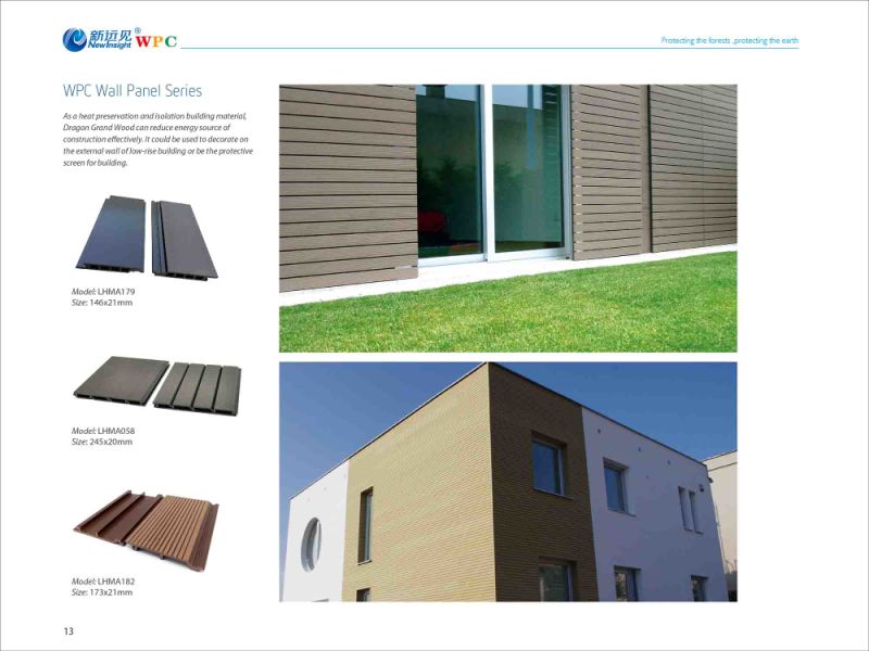 173*20mm WPC Wood Plastic Composite Wall Cladding