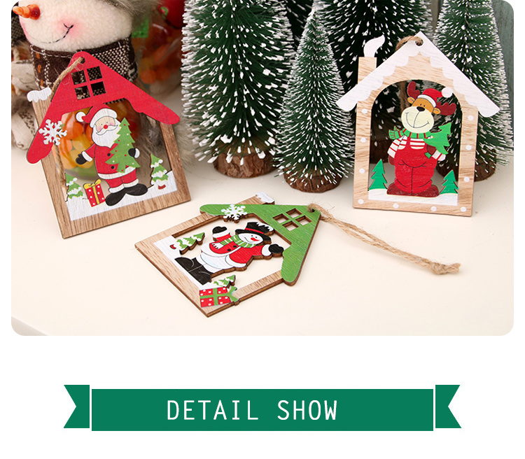 Christmas Decorations Wooden Craft Laser Hollow Christmas Tree Pendants Wooden Creative New Wooden Pendants