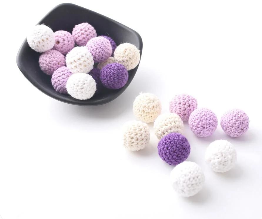 20mm 10PCS Wooden Crochet Beads Chewable Beads DIY Wooden Teething Knitting Beads Jewelry Crib Sensory Toy Baby Teether