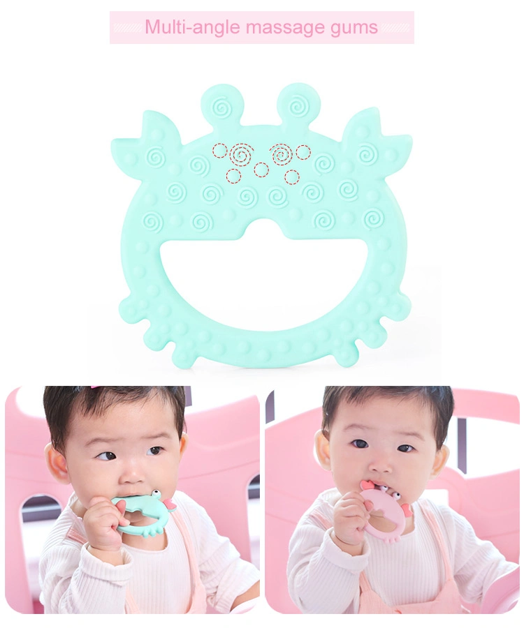 Food Grade Teething Train Neutral Colors Safe Organic Newborn Baby Silicone Teether