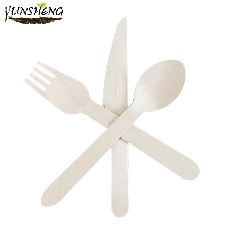 Eco-Friendly Disposable Wooden Knife/Wooden Fork/Wooden Spoon/Compostable Customized Tableware Sets for Dinner