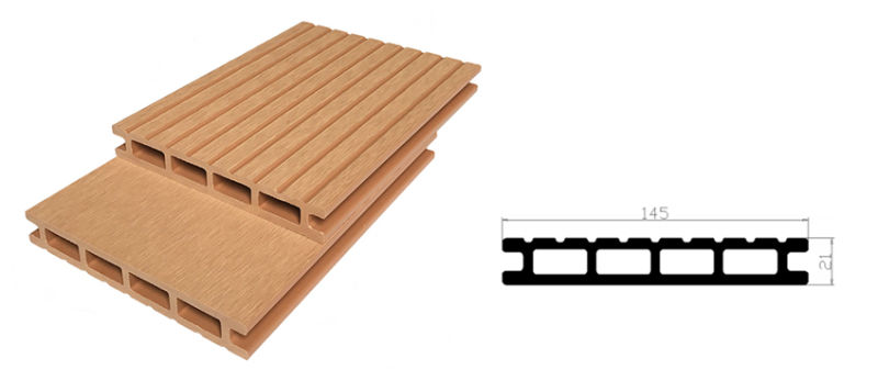 100% Recycable Wood Plastic Composite WPC Decking Panel 20-21mm