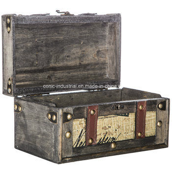 Wholesale Wood Trunk Natural Finish Wooden Boxes with Handle