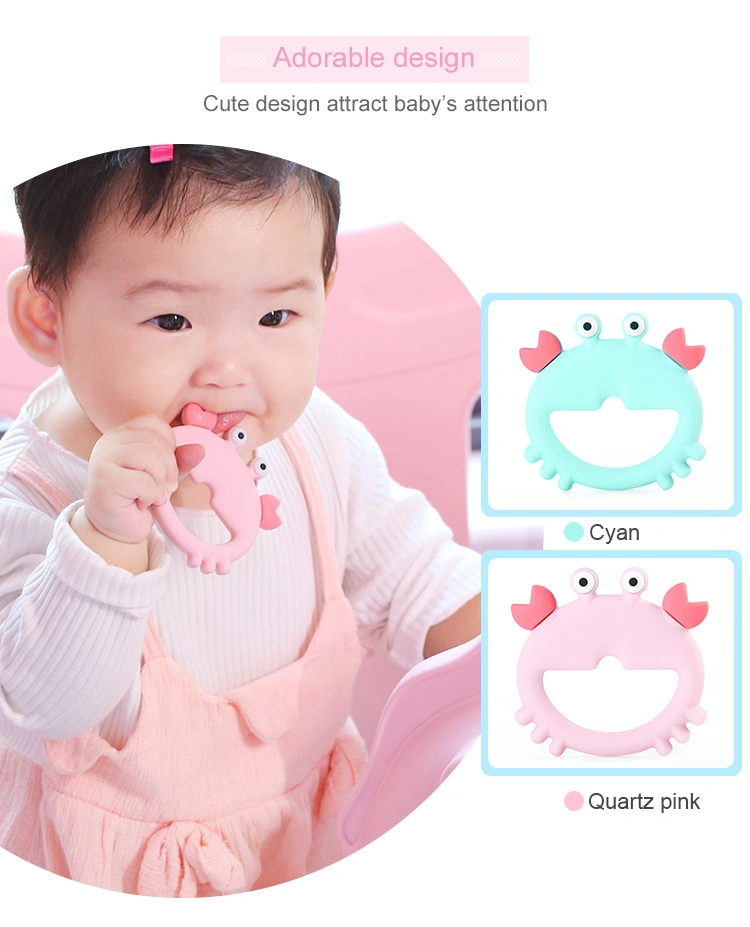 Food Grade Teething Train Neutral Colors Safe Organic Newborn Baby Silicone Teether