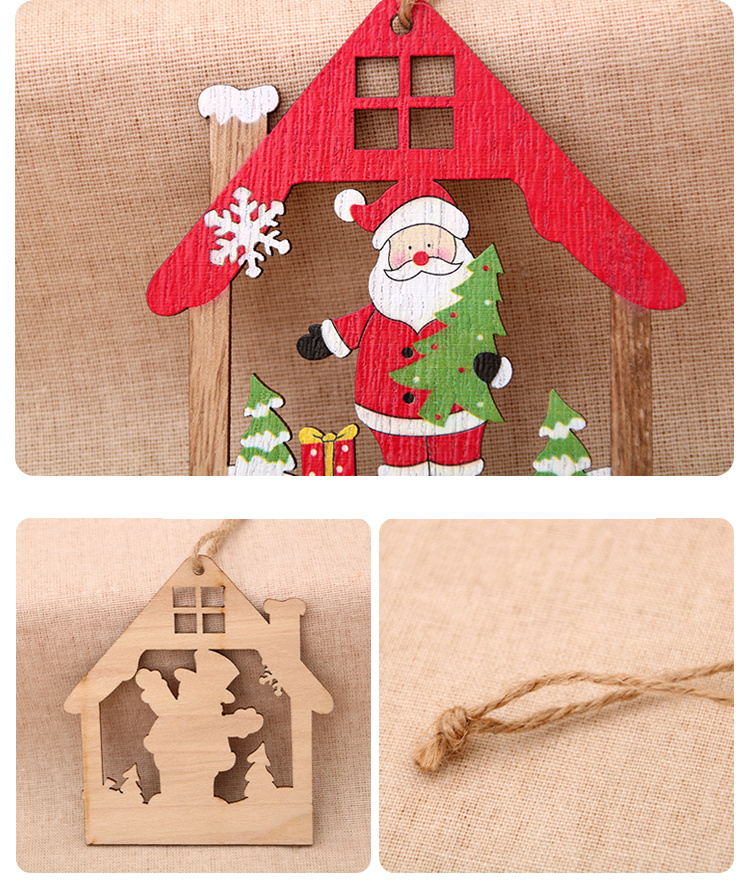 Christmas Decorations Wooden Craft Laser Hollow Christmas Tree Pendants Wooden Creative New Wooden Pendants
