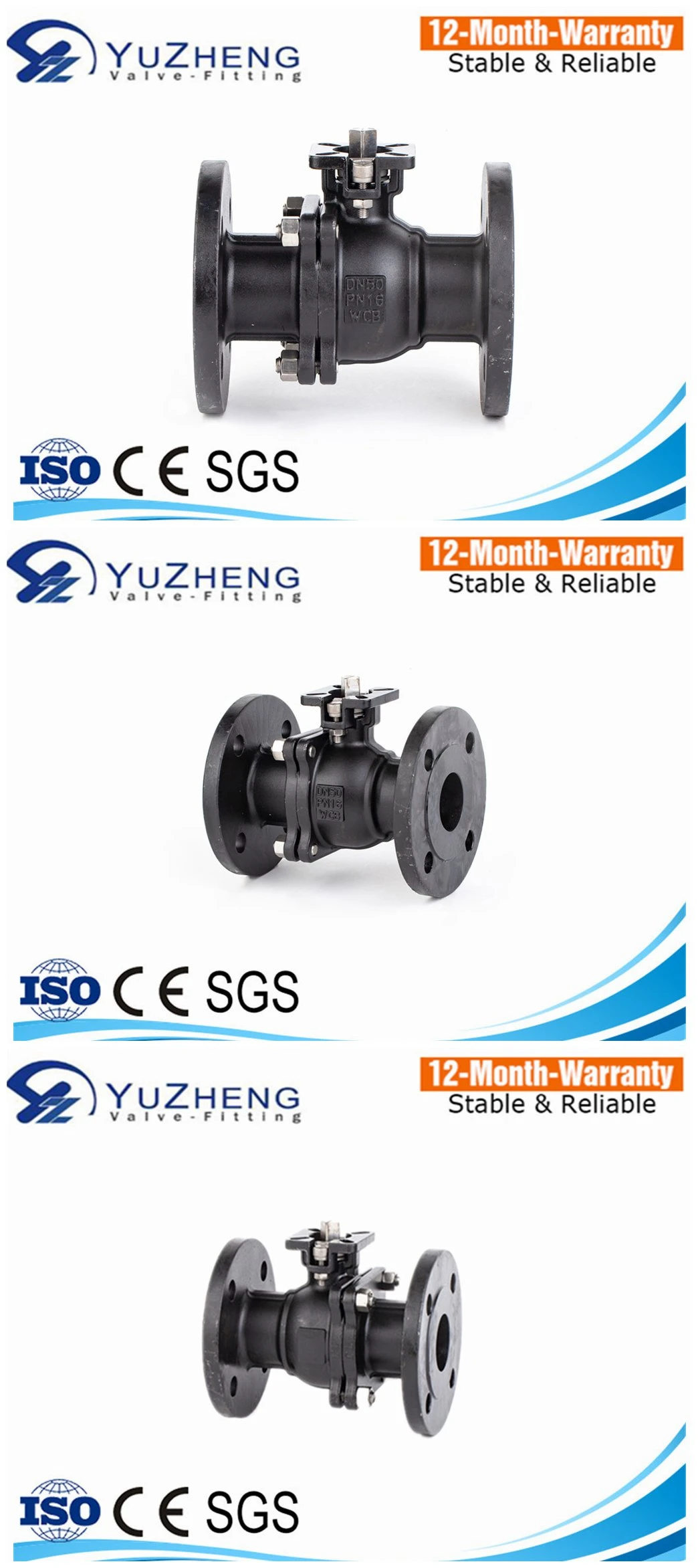 Industry Stainless Steel 2PC Flange Ball Valve with Pneumatic Actuator