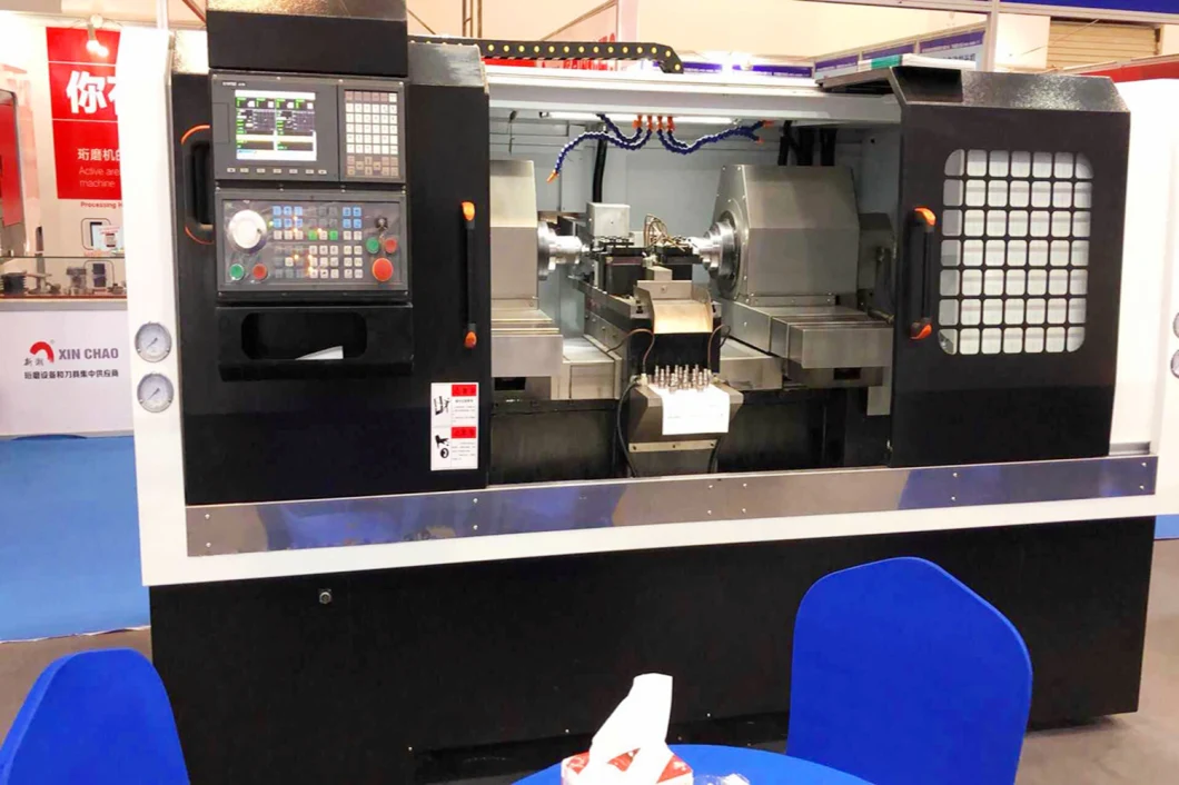 Syntec Control Double Spindle CNC Turning Lathe Machine for Brass Parts