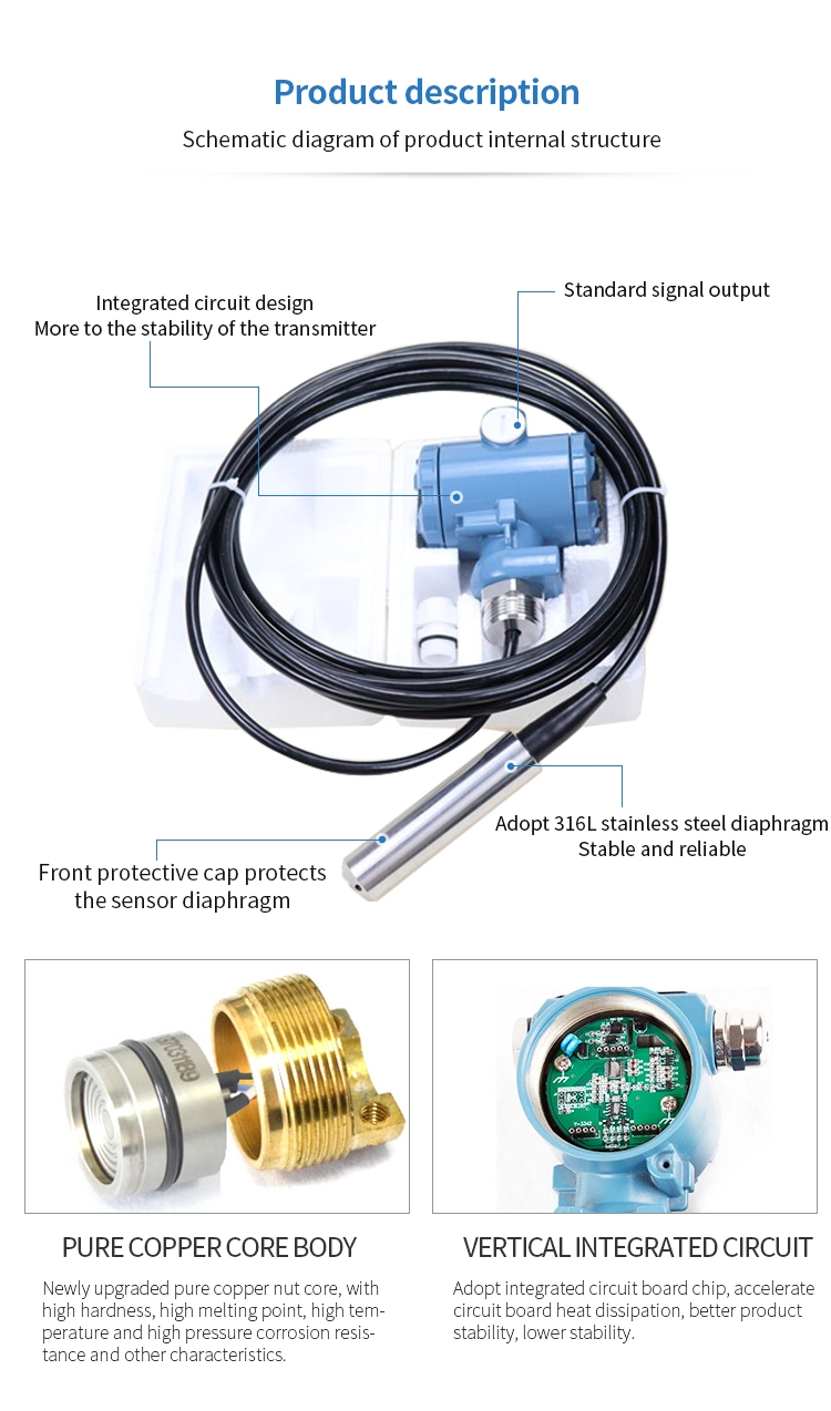 4-20mA Digital Water Pressure Sensor DC 12 Water Level Sensor China Water Level Sensor
