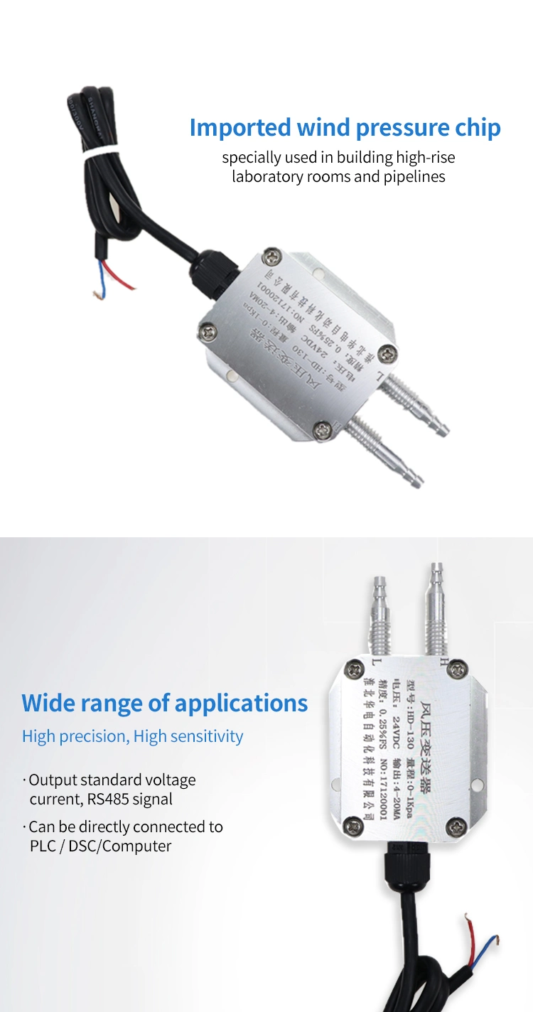 Automation Digital Air Oxygen Gas Sensor Differential Pressure Transmitter 4-20mA Wind Pressure Transducer