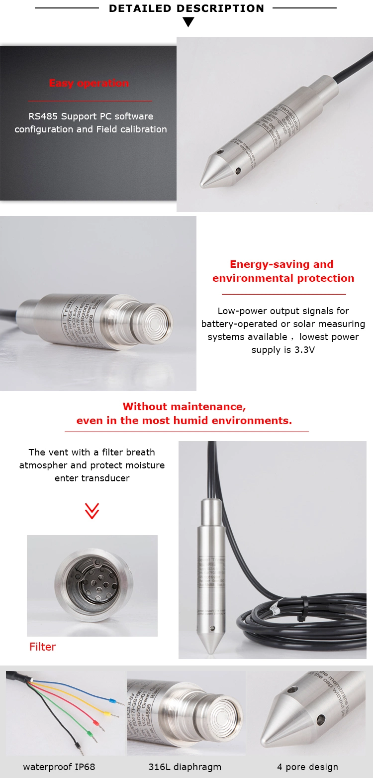 Analog 4-20mA RS485 Output Pressure Level Sensor Hpt604