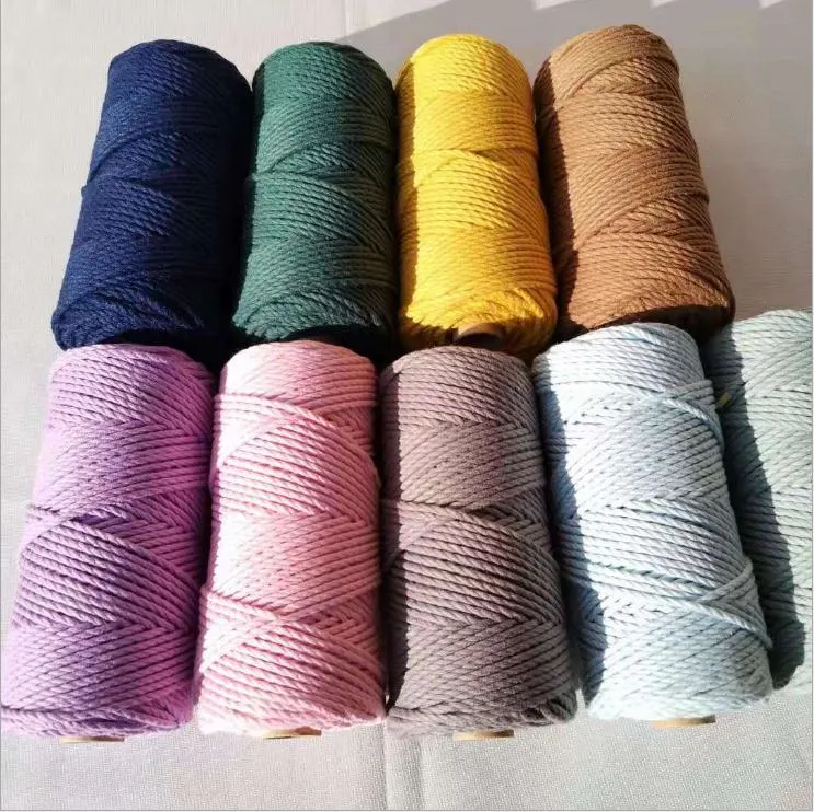 3 Strand 100% Colorful Twisted Cotton Rope DIY Craft Cotton Macrame Cord Cotton Twine