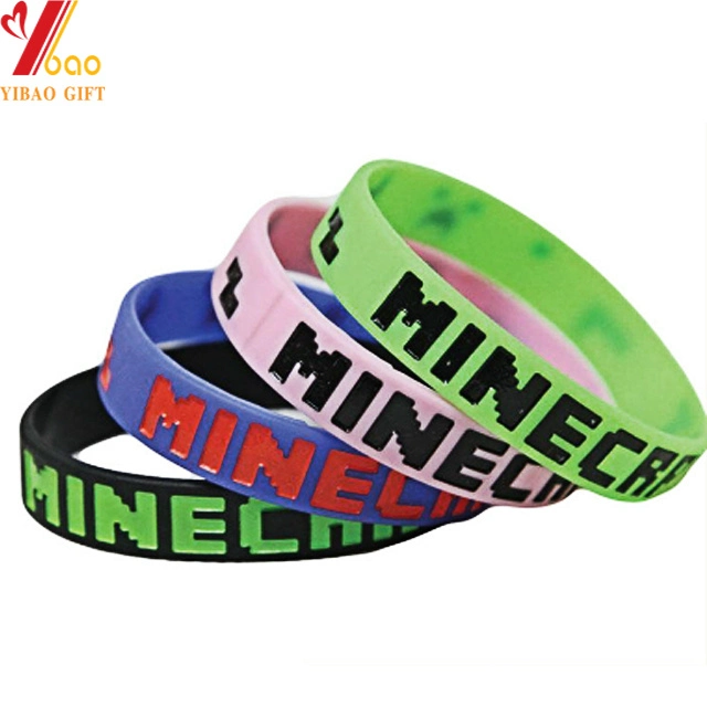 Custom Logo Fashion Sport Silicon Rubber Wrist Band Colorful Slap PVC Color Filled Silicone Wristband for Promotion Gift (YB-SW-214)