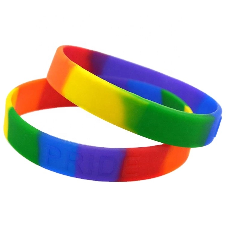 Custom Design Colourful Debossed/Embossed/Printed Logo Silicone Bracelet Wrist Bands