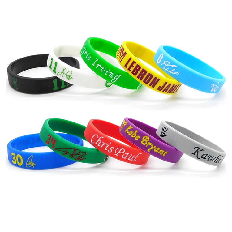 Custom Design Colourful Debossed/Embossed/Printed Logo Silicone Bracelet Wrist Bands