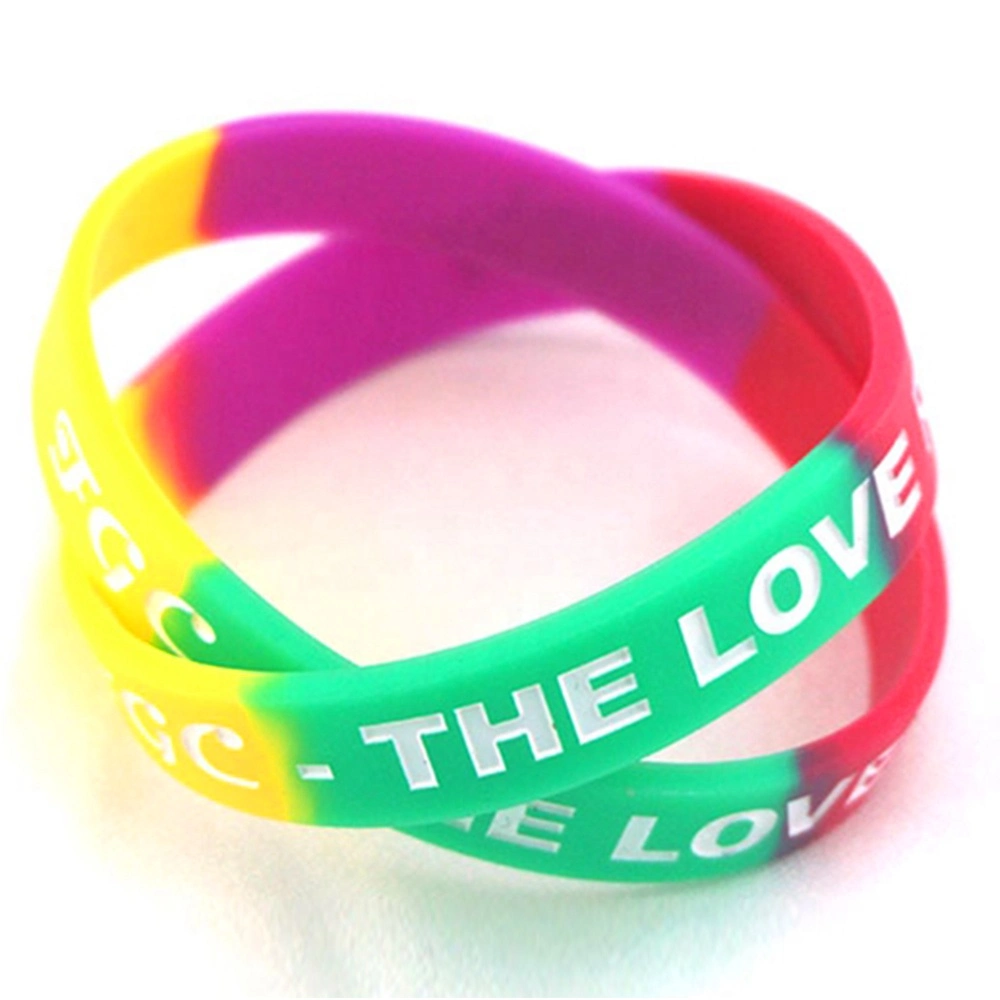 Custom Design Colourful Debossed/Embossed/Printed Logo Silicone Bracelet Wrist Bands