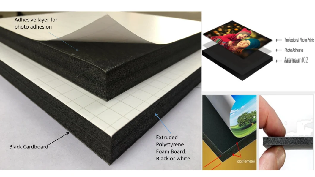 8X8inch Black Adhesive Foam Core Sheets for Wall Photo Mounting