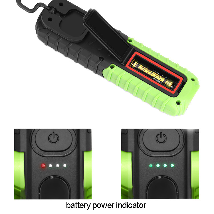 3AA Pocket Clip Magnets COB 3W LED Flashlight with Power Capacity Indicator