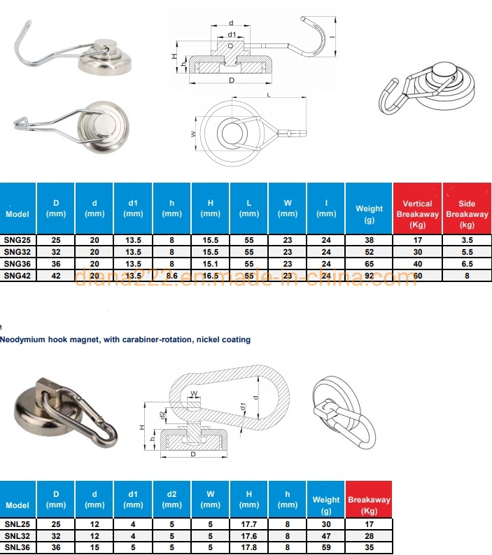 High Quality Cup Shape Heavy Duty Magnetic Hook Neodymium Pot Magnet Hooks