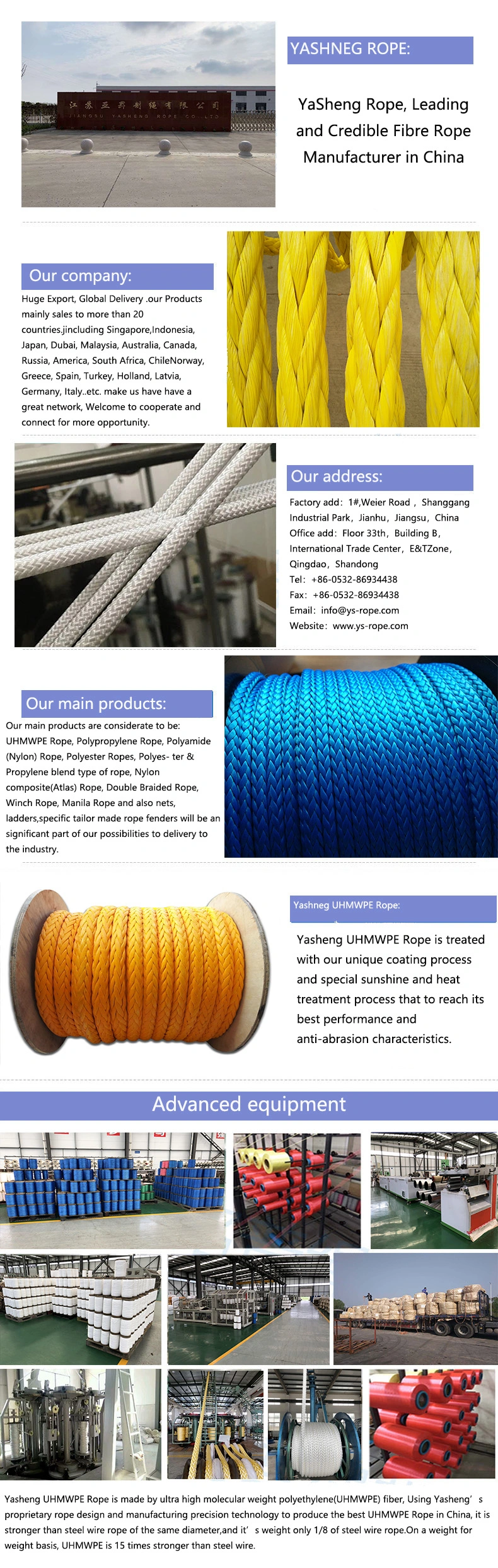 8/12 Strand Mooring Rope UHMWPE Rope Braided Rope Berthing Hawser Rope Fishing Rope Danline Net