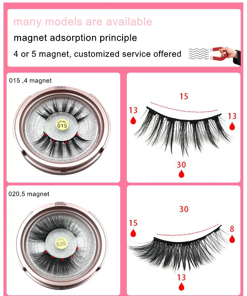 Customized Logo Magnet Eyelashes Magnetic False Eyelashes Magnetic Eyeliner with Magnetic Eyelashes