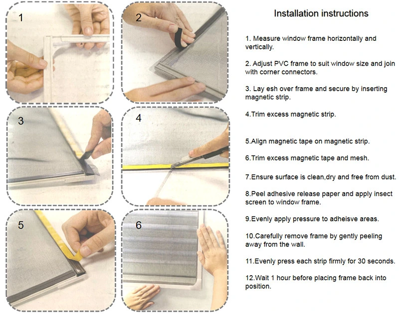 Magnetic Fly Screen Window with Magnetic Bar