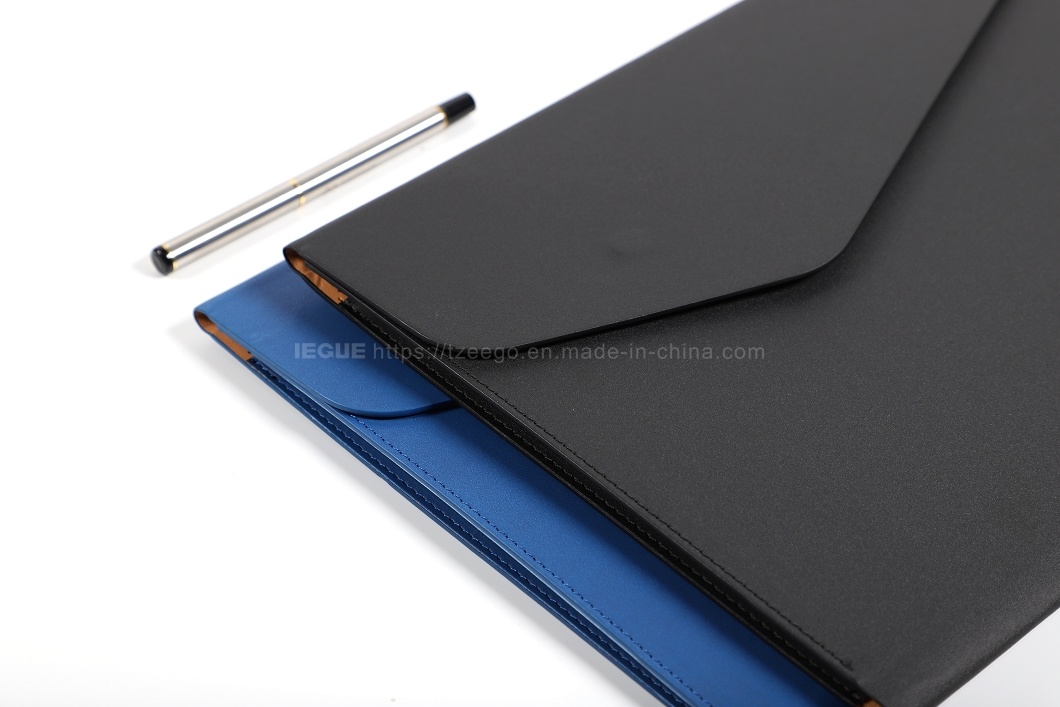 Custom Logo Office Business A4 Size Magnetic Leather Manager Portfolio File Folder