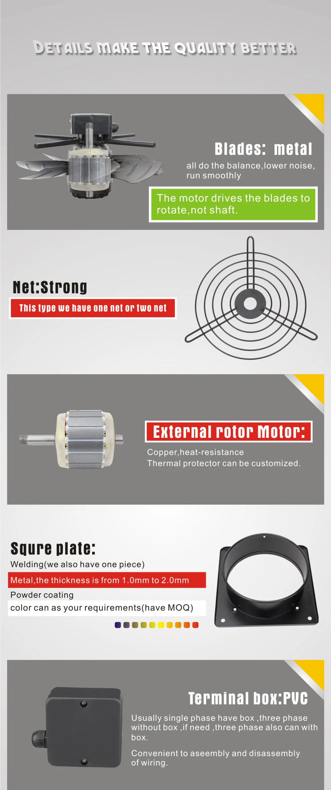 AC Axial Fan 710 mm (28in) Flow Fan External Rotor Motor Powered Axial Fan