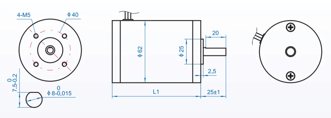 62mm 3600rpm Electrical DC Motor Permanent Magnet Synchronous Motor