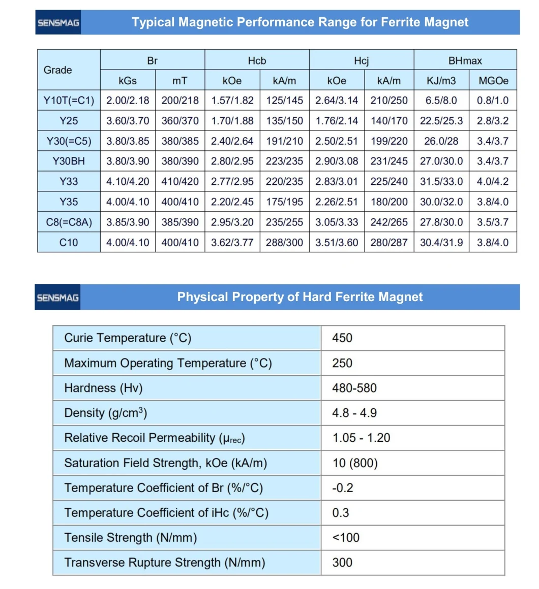 Permanent Sintered Ferrite Magnet Zinc Steel Channel Assembly