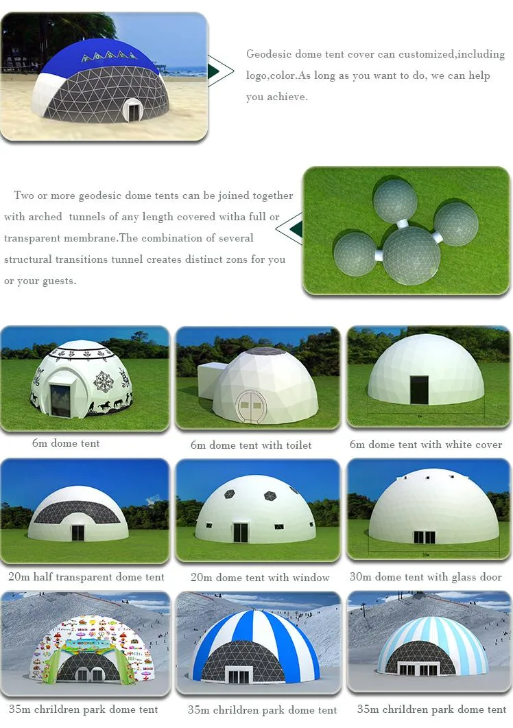 20m Diameter Geodesic Dome Half Sphere Tent with Clear Roof