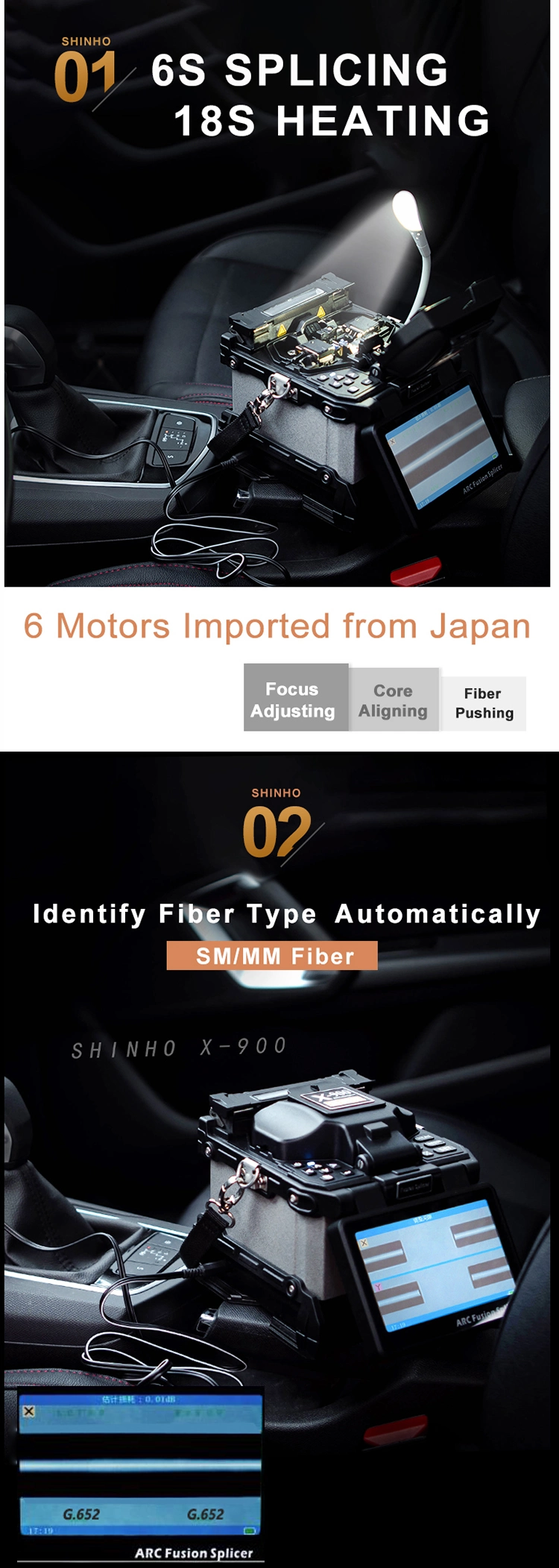 6 Motor Fusion Splicer Core to Core Stable Alignment for Long Distance Similar to 81c