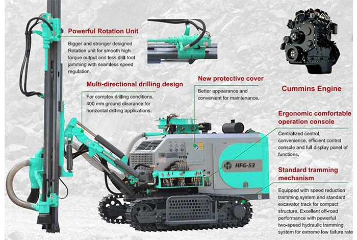 Hfg-53 20m Hydraulic Integrated DTH Drilling Rig Stable Performance