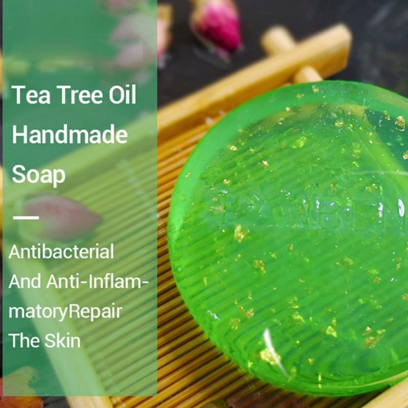 Factory Directly Sale Offer Free Packaging Design Hyaluronic Acid Tea Tree Oil Handmade Soap with Gold