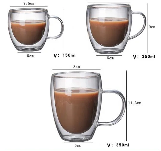 Factory Supply Glass Cups Coffee Cup Manufacturers Insulated Borosilicate Coffee Cup Double Wall Glass Cup