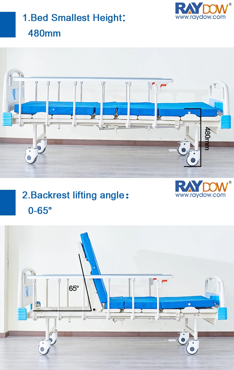 Single Function Manual Sick Bed ICU Special Patient Care Bed Backrest Lifting Medical Bed