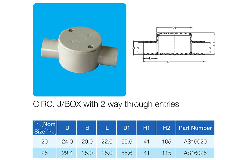 Junction Box with 4 Four Way Entries Circ. J/Box Electrical Box Asnzs2053 Australia Standard