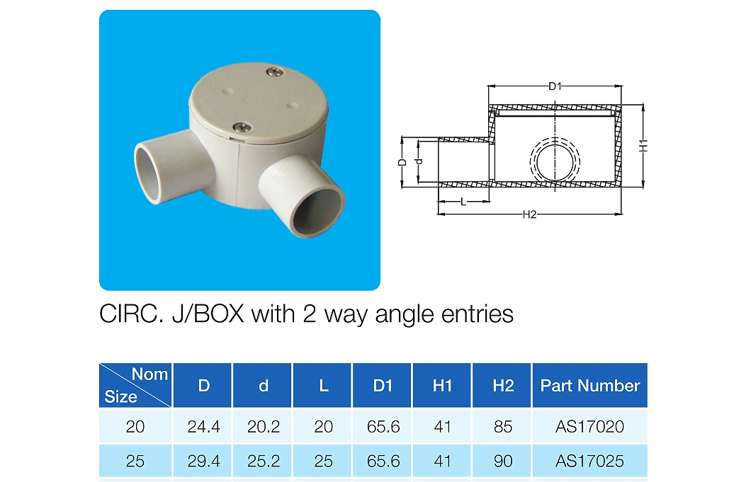 Junction Box with 4 Four Way Entries Circ. J/Box Electrical Box Asnzs2053 Australia Standard